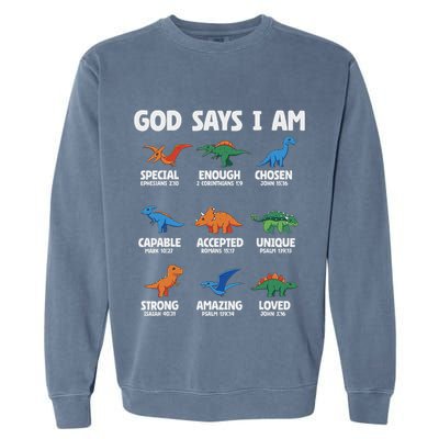 God Says I Am Dinosaur Lover Christian Garment-Dyed Sweatshirt