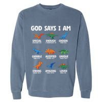 God Says I Am Dinosaur Lover Christian Garment-Dyed Sweatshirt