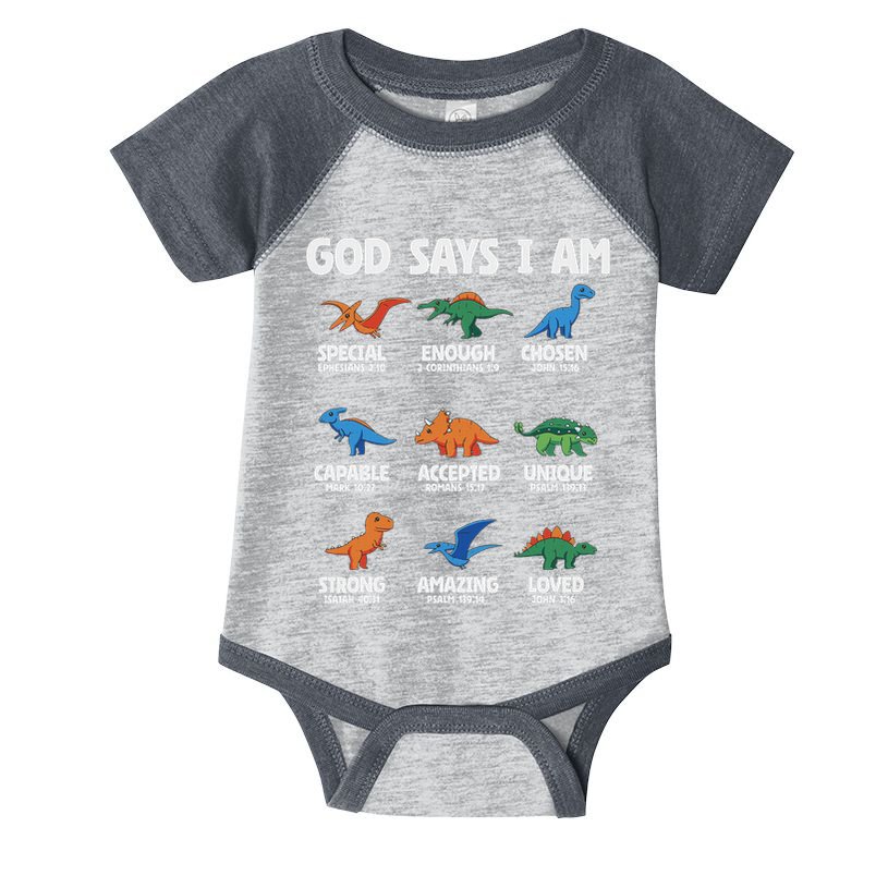 God Says I Am Dinosaur Lover Christian Infant Baby Jersey Bodysuit