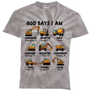 God Says I Am... Construction Trucks Bible Verses Kids Tie-Dye T-Shirt