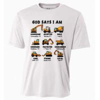 God Says I Am... Construction Trucks Bible Verses Cooling Performance Crew T-Shirt