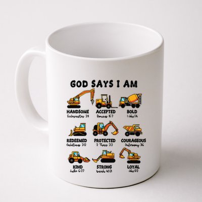 God Says I Am... Construction Trucks Bible Verses Mug