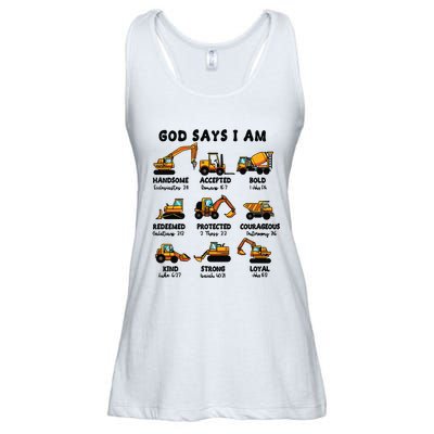 God Says I Am... Construction Trucks Bible Verses Ladies Essential Flowy Tank