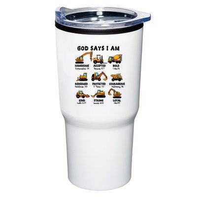 God Says I Am... Construction Trucks Bible Verses Tumbler