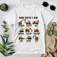 God Says I Am... Construction Trucks Bible Verses Premium T-Shirt