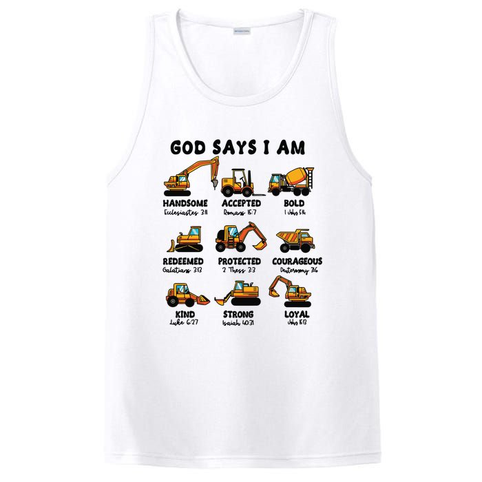 God Says I Am... Construction Trucks Bible Verses PosiCharge Competitor Tank