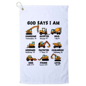 God Says I Am... Construction Trucks Bible Verses Platinum Collection Golf Towel