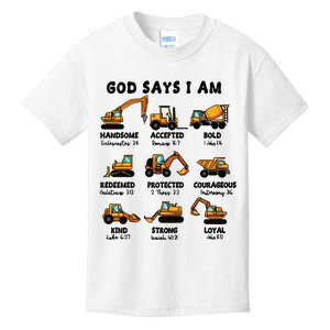 God Says I Am... Construction Trucks Bible Verses Kids T-Shirt