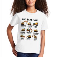 God Says I Am... Construction Trucks Bible Verses Kids T-Shirt