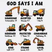 God Says I Am... Construction Trucks Bible Verses Kids T-Shirt