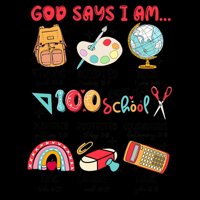 God Says I Am 100 Days Of School Flexfit Unipanel Trucker Cap