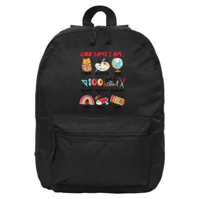 God Says I Am 100 Days Of School 16 in Basic Backpack