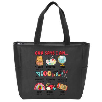 God Says I Am 100 Days Of School Zip Tote Bag