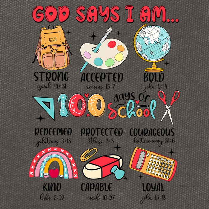 God Says I Am 100 Days Of School Cotton Canvas Backpack