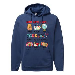 God Says I Am 100 Days Of School Performance Fleece Hoodie