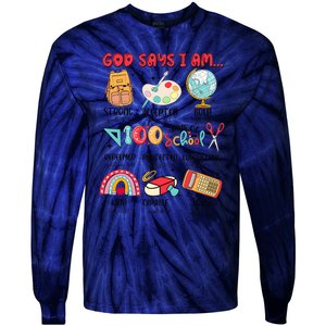 God Says I Am 100 Days Of School Tie-Dye Long Sleeve Shirt