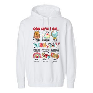 God Says I Am 100 Days Of School Garment-Dyed Fleece Hoodie