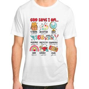 God Says I Am 100 Days Of School Adult ChromaSoft Performance T-Shirt