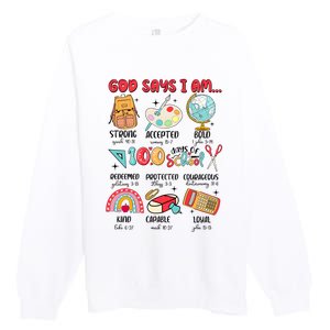 God Says I Am 100 Days Of School Premium Crewneck Sweatshirt