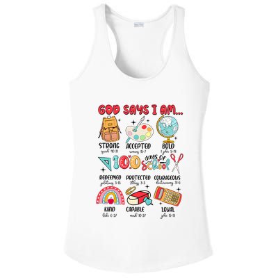 God Says I Am 100 Days Of School Ladies PosiCharge Competitor Racerback Tank