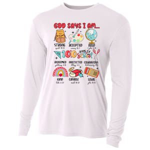 God Says I Am 100 Days Of School Cooling Performance Long Sleeve Crew