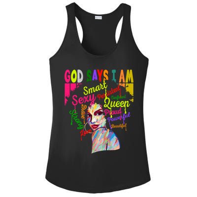 God Says I Am Juneteenth Black Black History Month Blm Funny Gift Ladies PosiCharge Competitor Racerback Tank