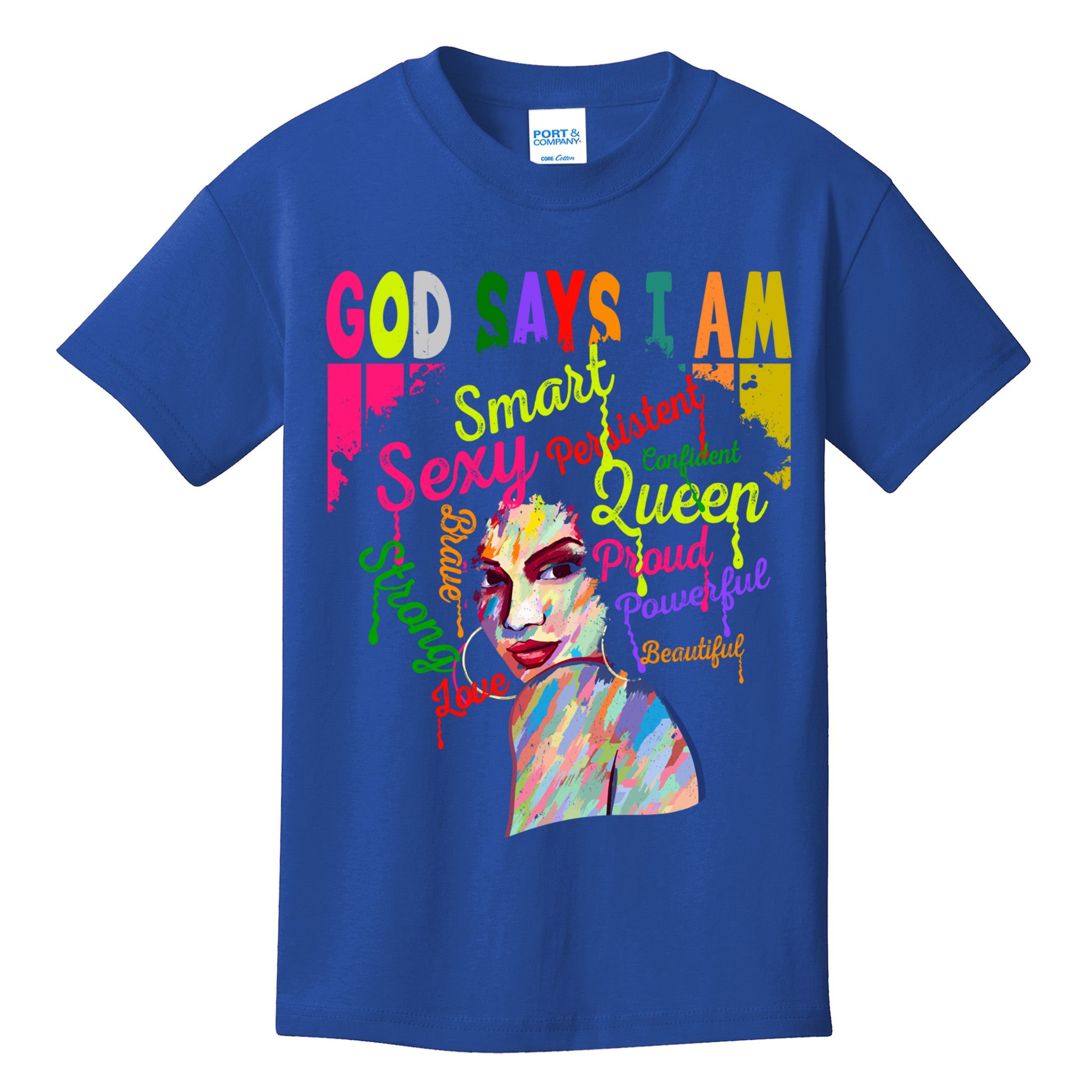 God Says I Am Juneteenth Black Black History Month Blm Funny Gift Kids T-Shirt