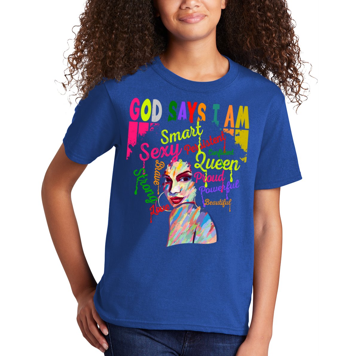 God Says I Am Juneteenth Black Black History Month Blm Funny Gift Kids T-Shirt