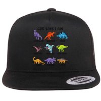 God Says I Am Funny Dinosaur Bible Verse Christian Flat Bill Trucker Hat