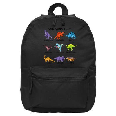 God Says I Am Funny Dinosaur Bible Verse Christian 16 in Basic Backpack