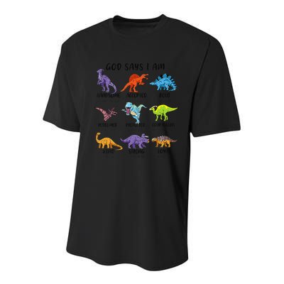 God Says I Am Funny Dinosaur Bible Verse Christian Youth Performance Sprint T-Shirt