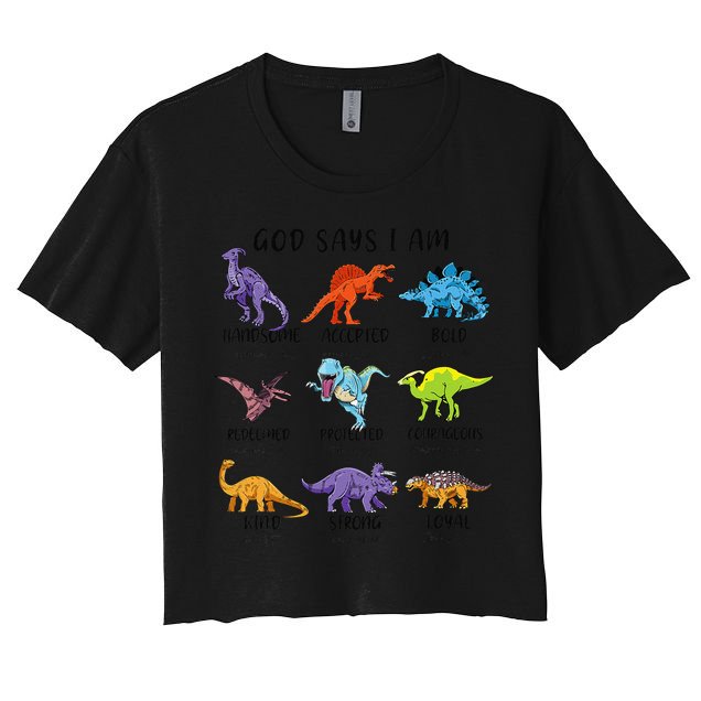 God Says I Am Funny Dinosaur Bible Verse Christian Crop Top