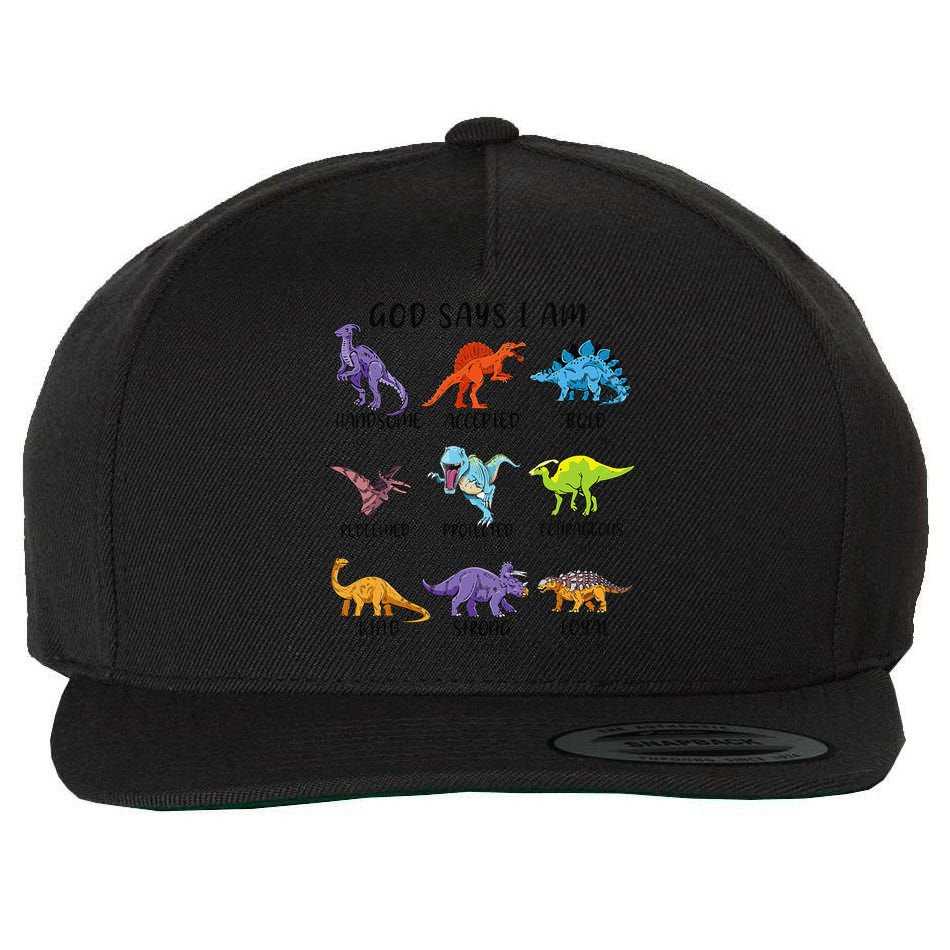 God Says I Am Funny Dinosaur Bible Verse Christian Wool Snapback Cap