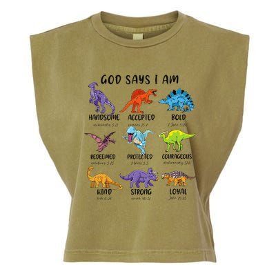 God Says I Am Funny Dinosaur Bible Verse Christian Garment-Dyed Women's Muscle Tee