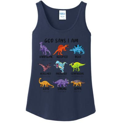 God Says I Am Funny Dinosaur Bible Verse Christian Ladies Essential Tank