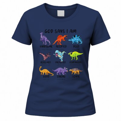 God Says I Am Funny Dinosaur Bible Verse Christian Women's T-Shirt