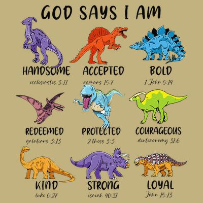 God Says I Am Funny Dinosaur Bible Verse Christian T-Shirt