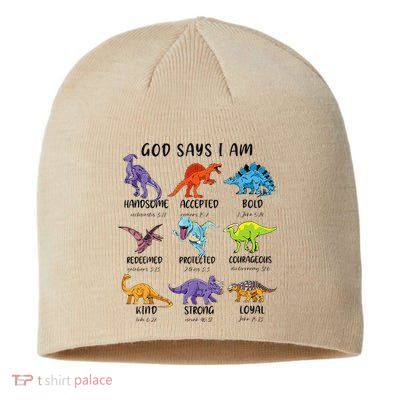 God Says I Am Funny Dinosaur Bible Verse Christian Sustainable Beanie