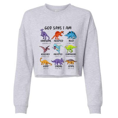 God Says I Am Funny Dinosaur Bible Verse Christian Cropped Pullover Crew