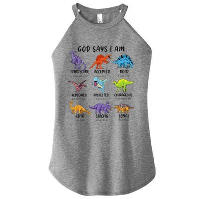 God Says I Am Funny Dinosaur Bible Verse Christian Women's Perfect Tri Rocker Tank