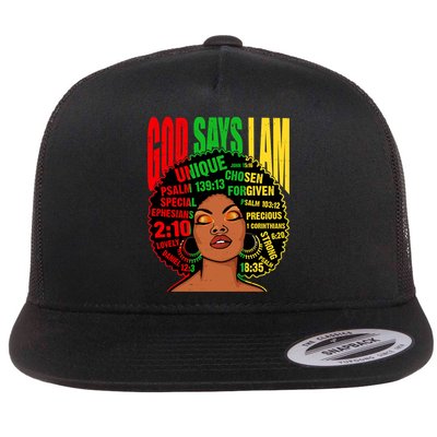 God Says I Am Melanin Black Black History Juneteenth Gift Flatbill Hat