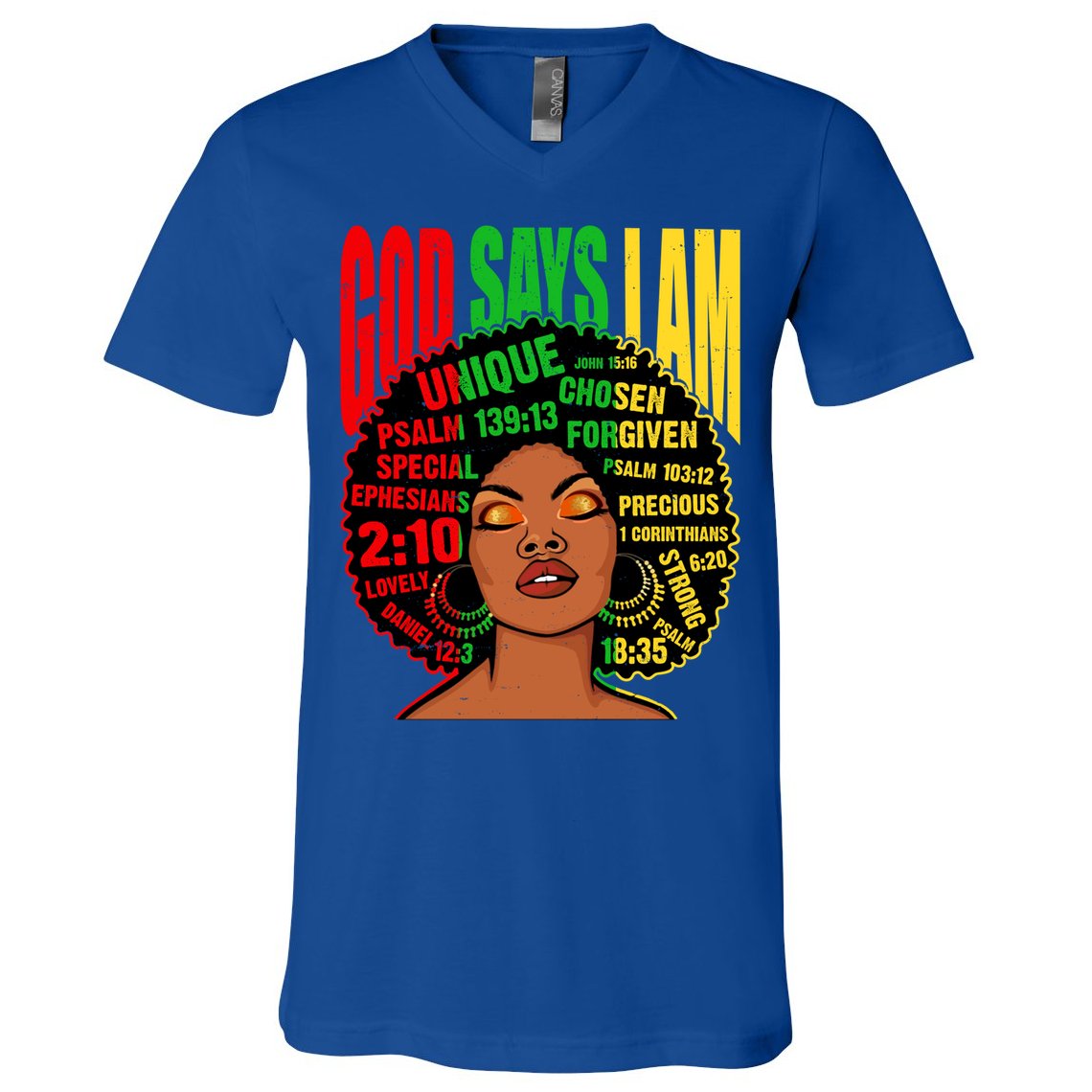 God Says I Am Melanin Black Black History Juneteenth Gift V-Neck T-Shirt