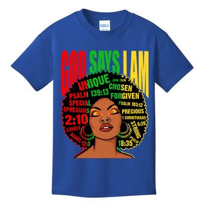 God Says I Am Melanin Black Black History Juneteenth Gift Kids T-Shirt