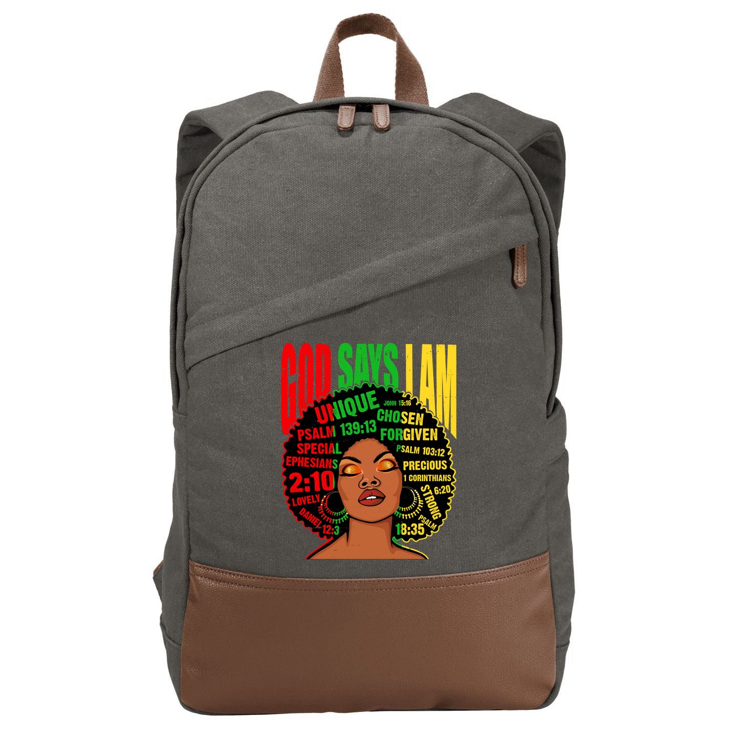 God Says I Am Melanin Black Black History Juneteenth Gift Cotton Canvas Backpack