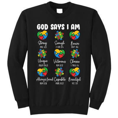 God Says I Am - Autism Awareness Christian Bible Verse Sweatshirt