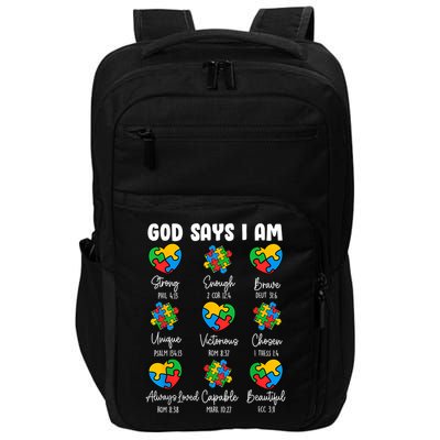 God Says I Am - Autism Awareness Christian Bible Verse Impact Tech Backpack