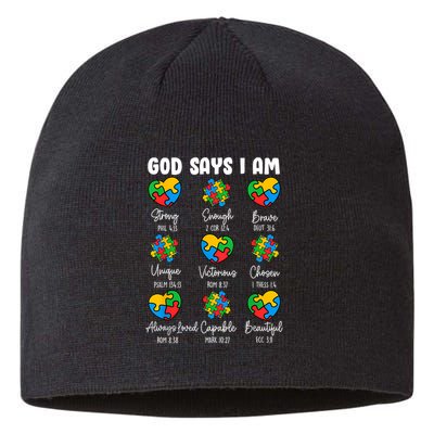 God Says I Am - Autism Awareness Christian Bible Verse Sustainable Beanie