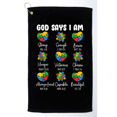 God Says I Am - Autism Awareness Christian Bible Verse Golf Towel