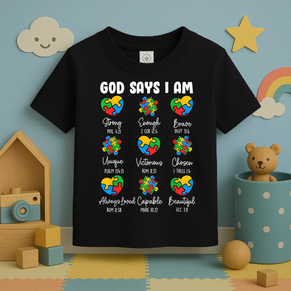 God Says I Am - Autism Awareness Christian Bible Verse Toddler T-Shirt