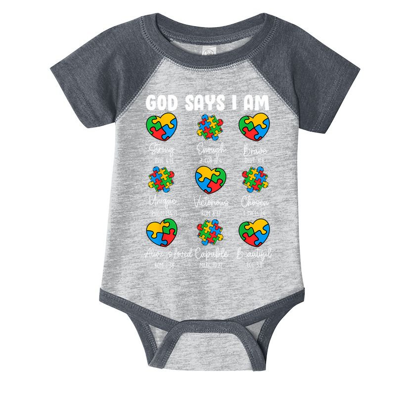 God Says I Am - Autism Awareness Christian Bible Verse Infant Baby Jersey Bodysuit